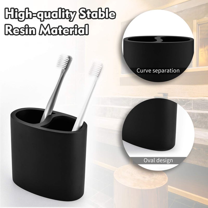 Jincrop Matte Black Resin Toothbrush Holder - Small Electric Toothbrush Organizer for Bathroom Vanity Countertops & Desk, Holds Pencil Brushes/Toothpasteâ€‹ - Image 3